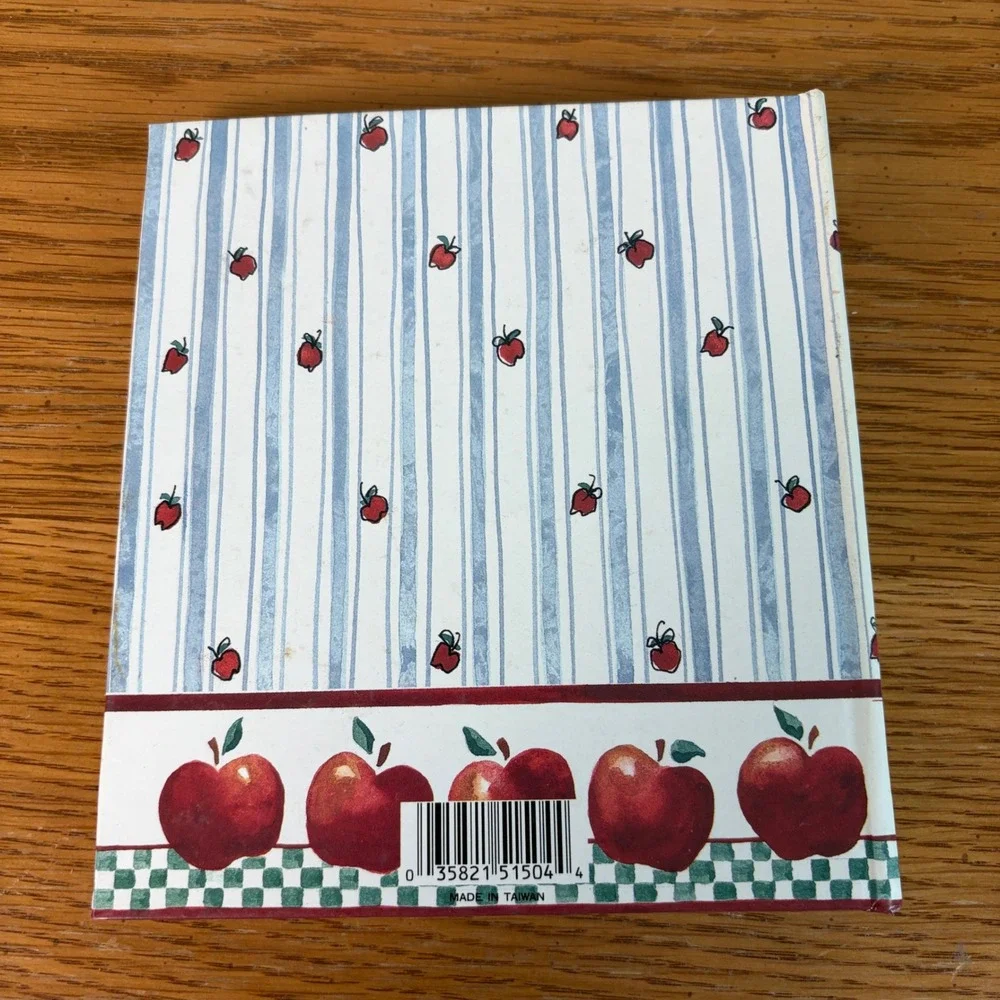 Vintage Apple Print Address Book 6 Ring Binder Organizer Blue White Stripe 90s